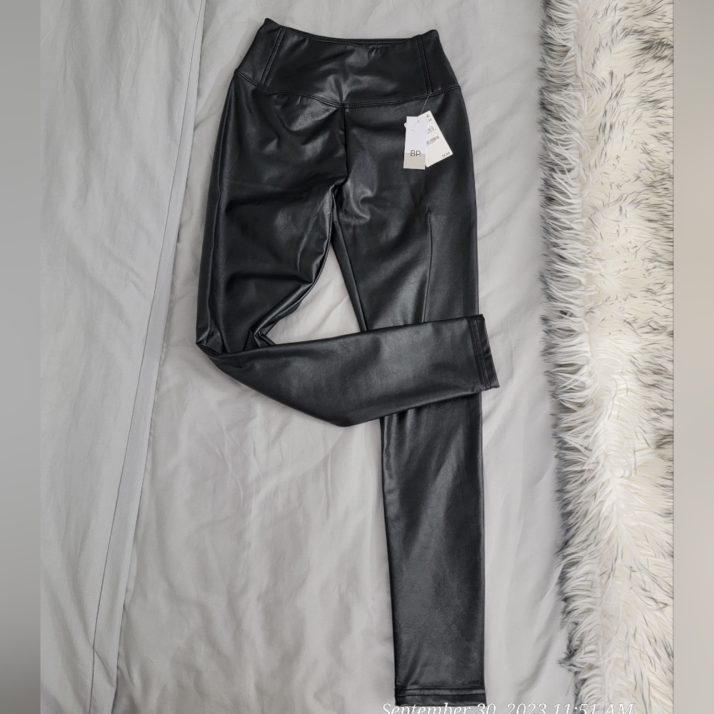 NWT Black BP Faux leather Leggings with brushed lining S